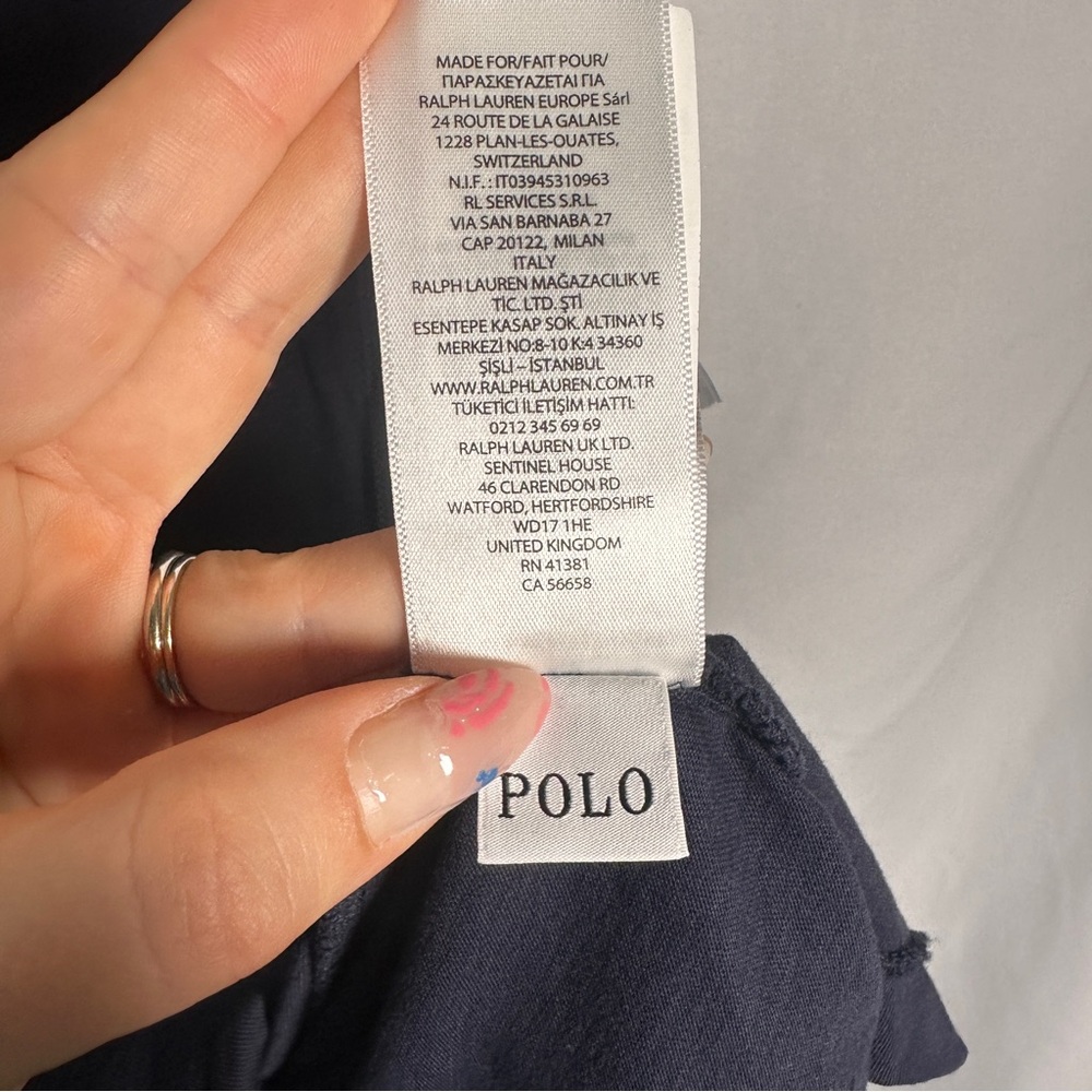 Polo Ralph Lauren Long Sleeve Cotton Classic Fit Tee Navy Red Pony Logo M - Picture 11 of 12